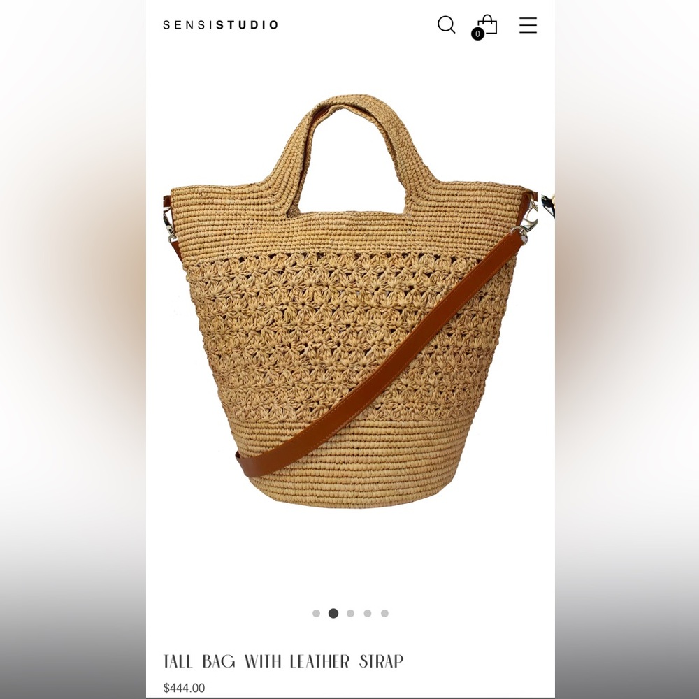 Sensi Studio Tall Bag with Leather Strap / beach bag